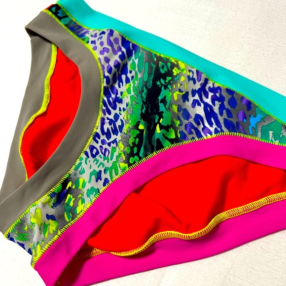 NWT Allen Schwartz Neon Orange Purple Leopard Print Bikini Bottoms - Picture 11 of 11